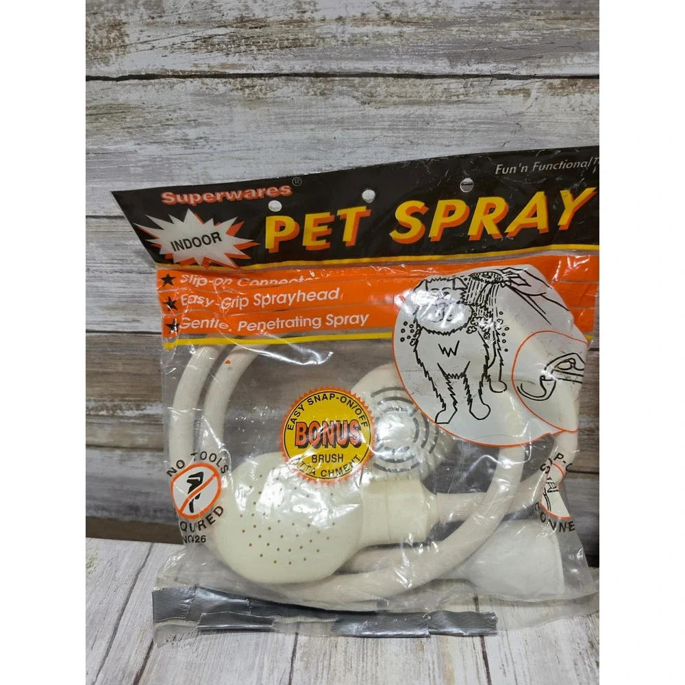 Lot 2 Superwares Indoor Pet Spray Slip-On Faucet Attachment with Bonus Brush NEW
